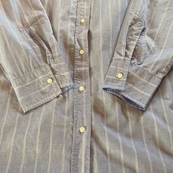 H&M Cotton L/S Button Down Oxford Oversized Pin Stripe Shirt Blue White Size 10 - Picture 4 of 8